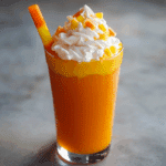 Candy Corn Mocktail with Carrot and Orange Juice