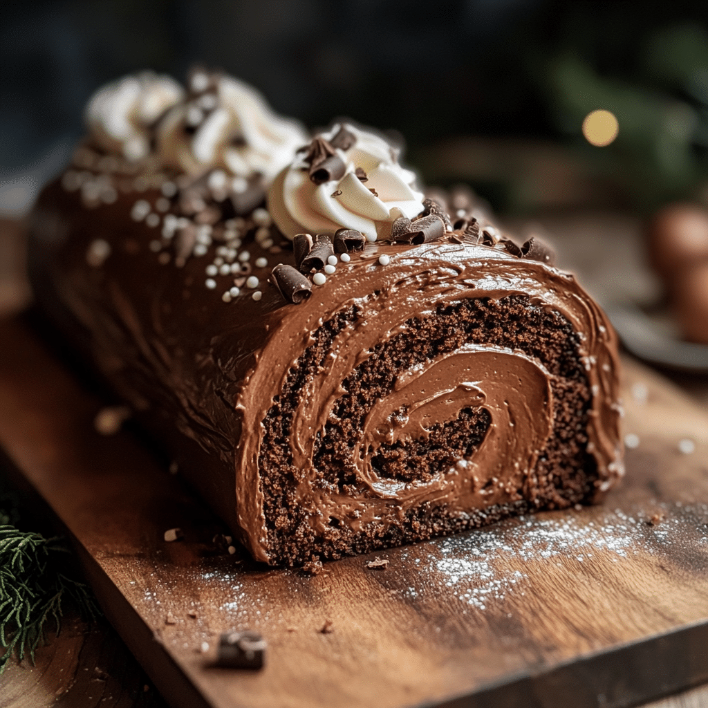Chocolate Yule Log Cake