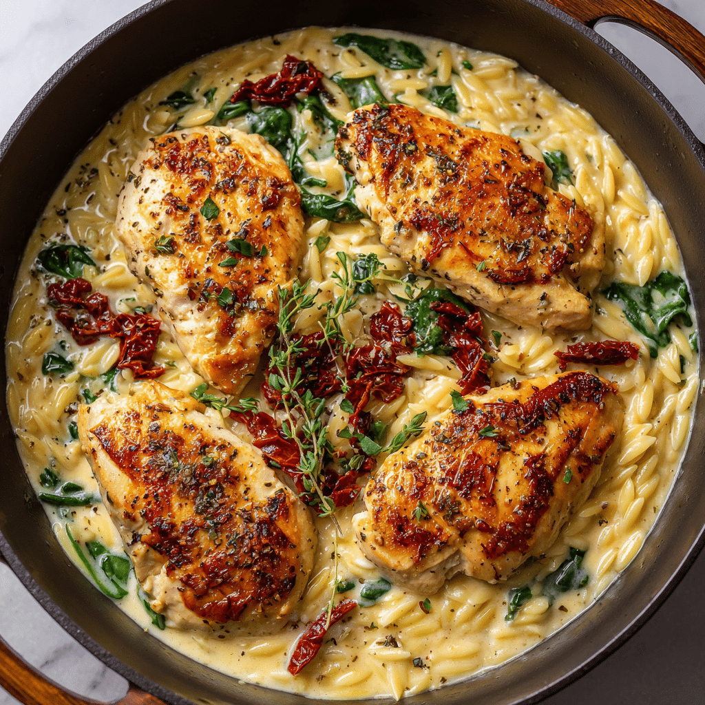 Creamy Tuscan Chicken and Orzo