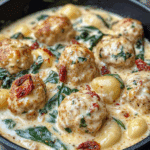 Creamy Tuscan Chicken Meatballs with Gnocchi