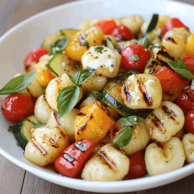 Grilled Gnocchi Salad with Veggies and Mozzarella