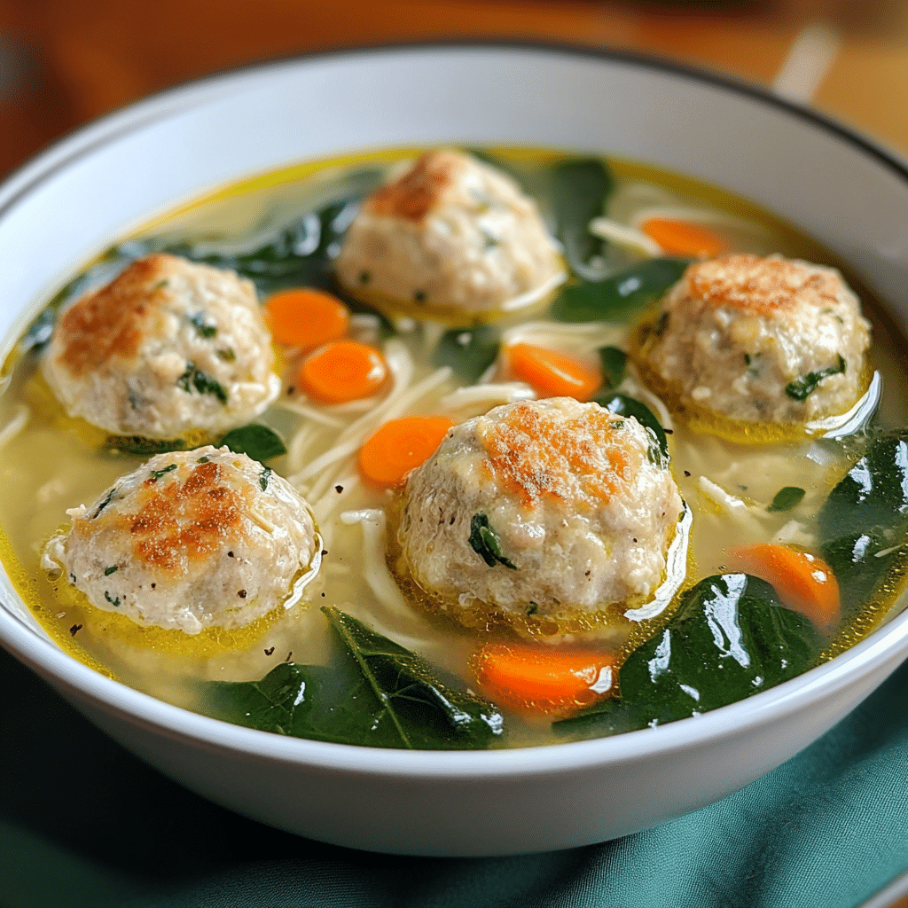 Italian Wedding Soup with Chicken Meatballs
