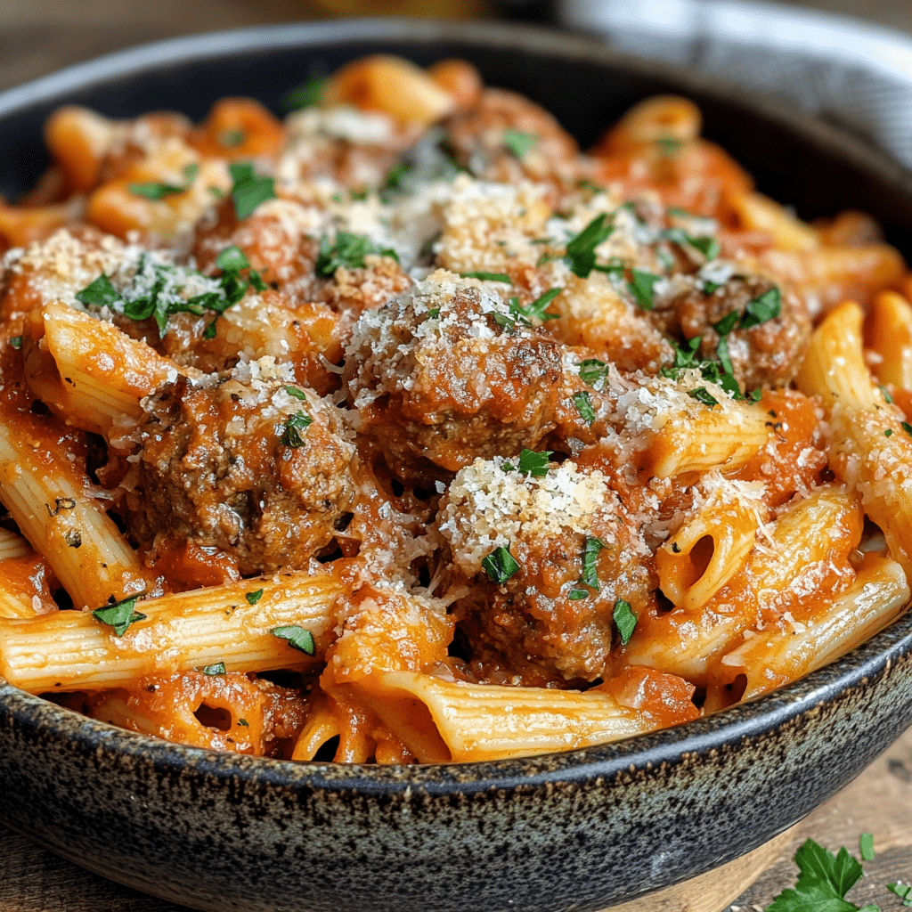 Meatball Pasta with Creamy Tomato Sauce