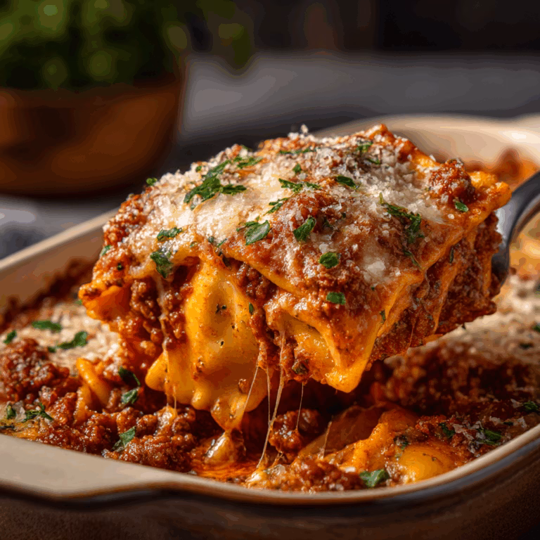 Baked Ravioli Casserole with Meat Sauce