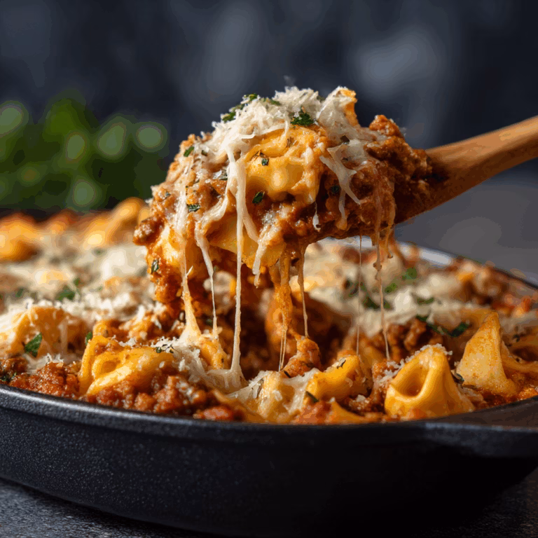 Baked Tortellini Casserole with Meat Sauce