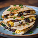 Breakfast Quesadilla with Eggs and Beans