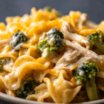 Chicken Noodle Casserole with Broccoli and Cheddar