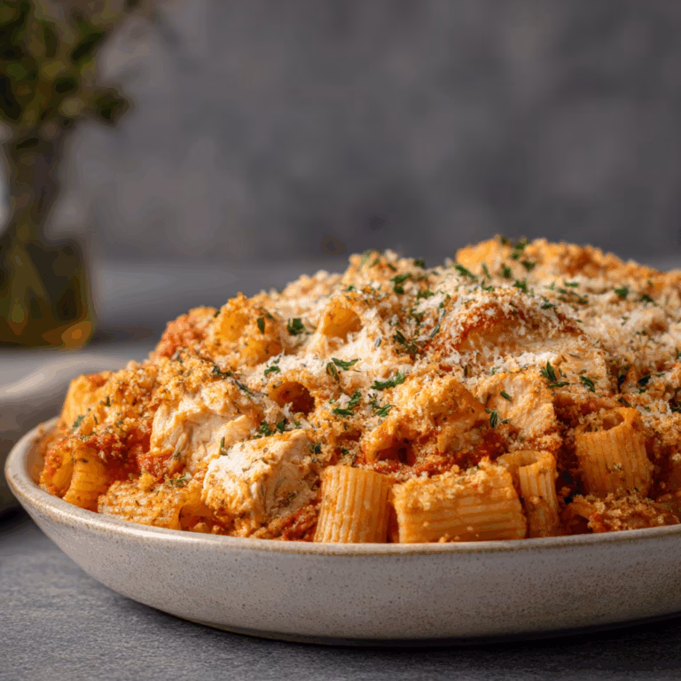 Chicken Parmesan Casserole with Rigatoni Pasta