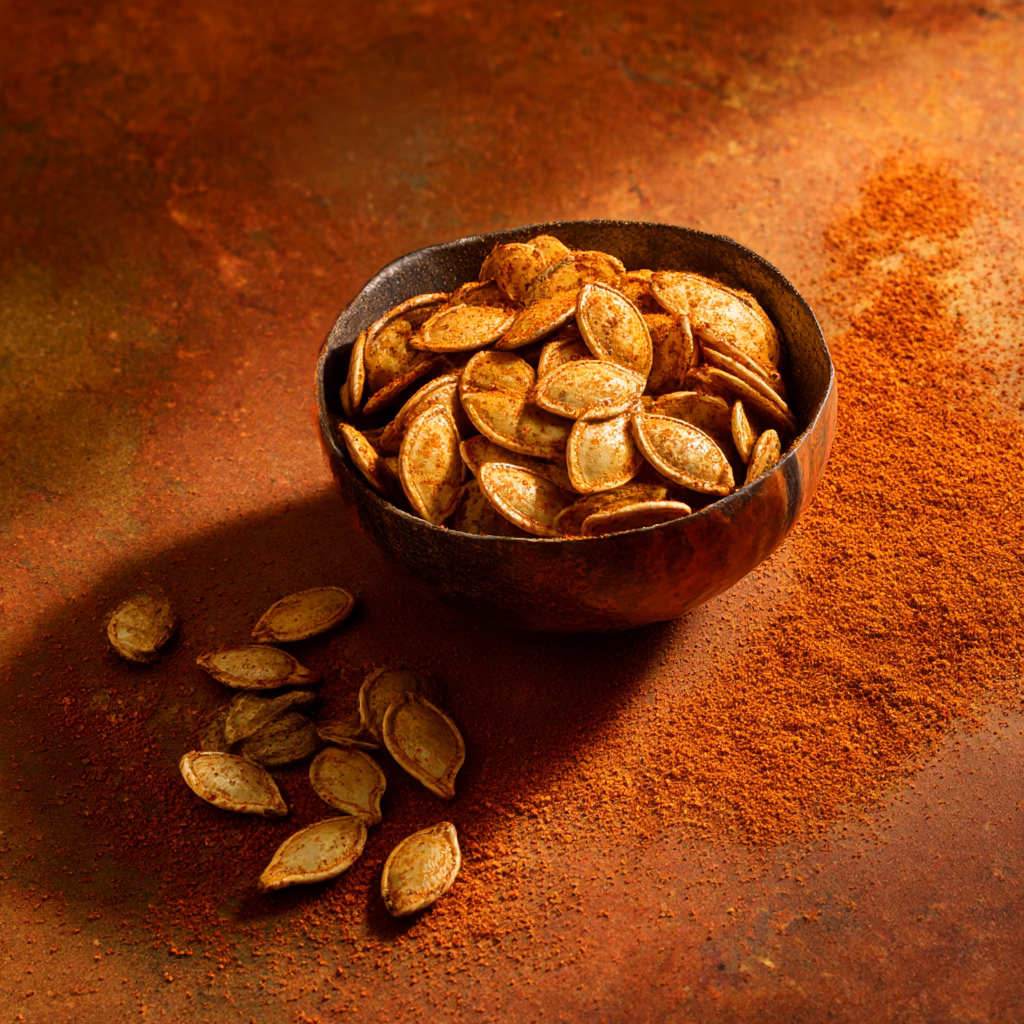 Crispy Roasted Pumpkin Seeds with Chili Powder