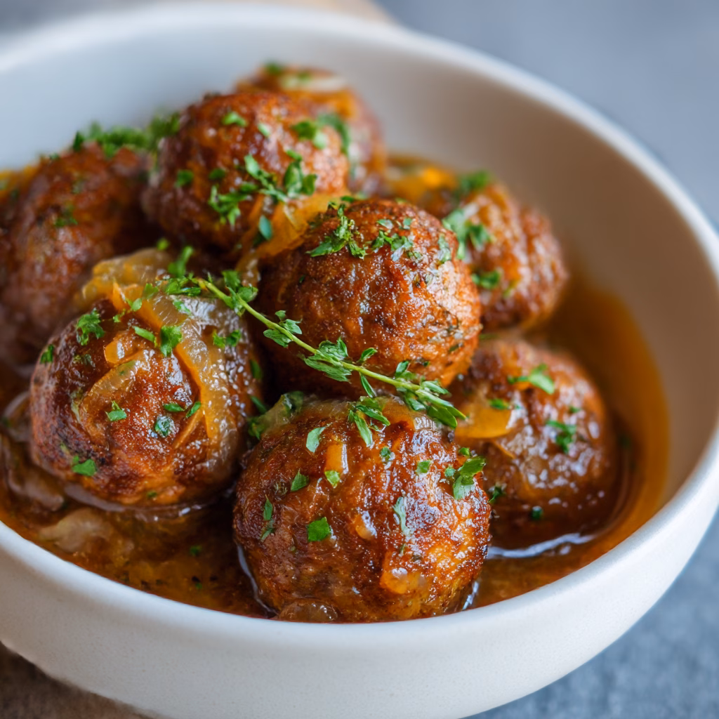 French Onion Meatballs