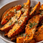 Garlic Parmesan Sweet Potato Wedges